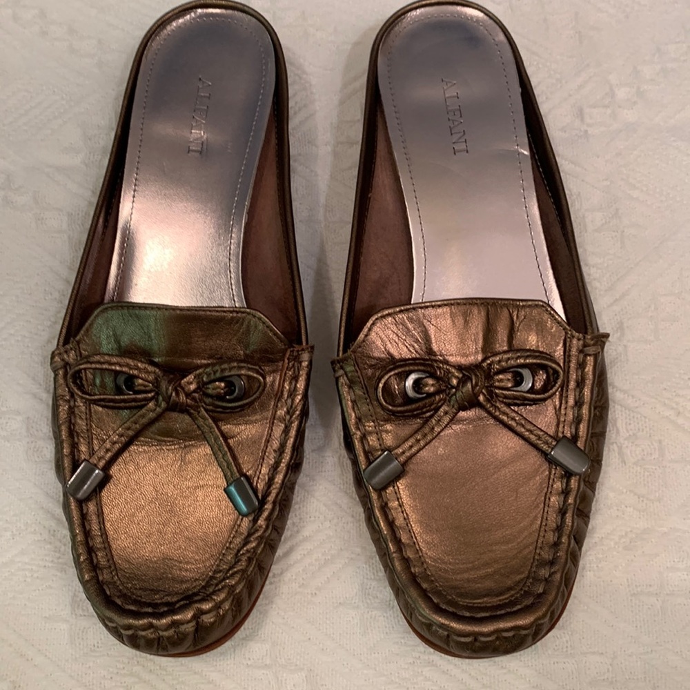 Alfani Leather Slide On Shoe Bronze color size 8